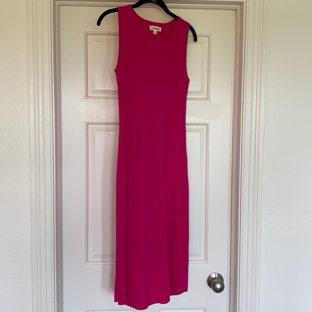 Fuscia midi maternity dress